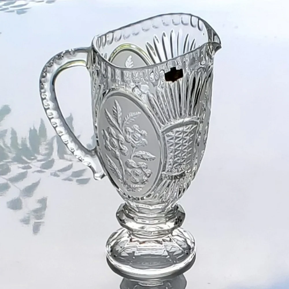Vntg Lead Crystal 40oz Floral Pitcher by Kristal Zajecar made in Yugoslavia - Picture 8 of 16